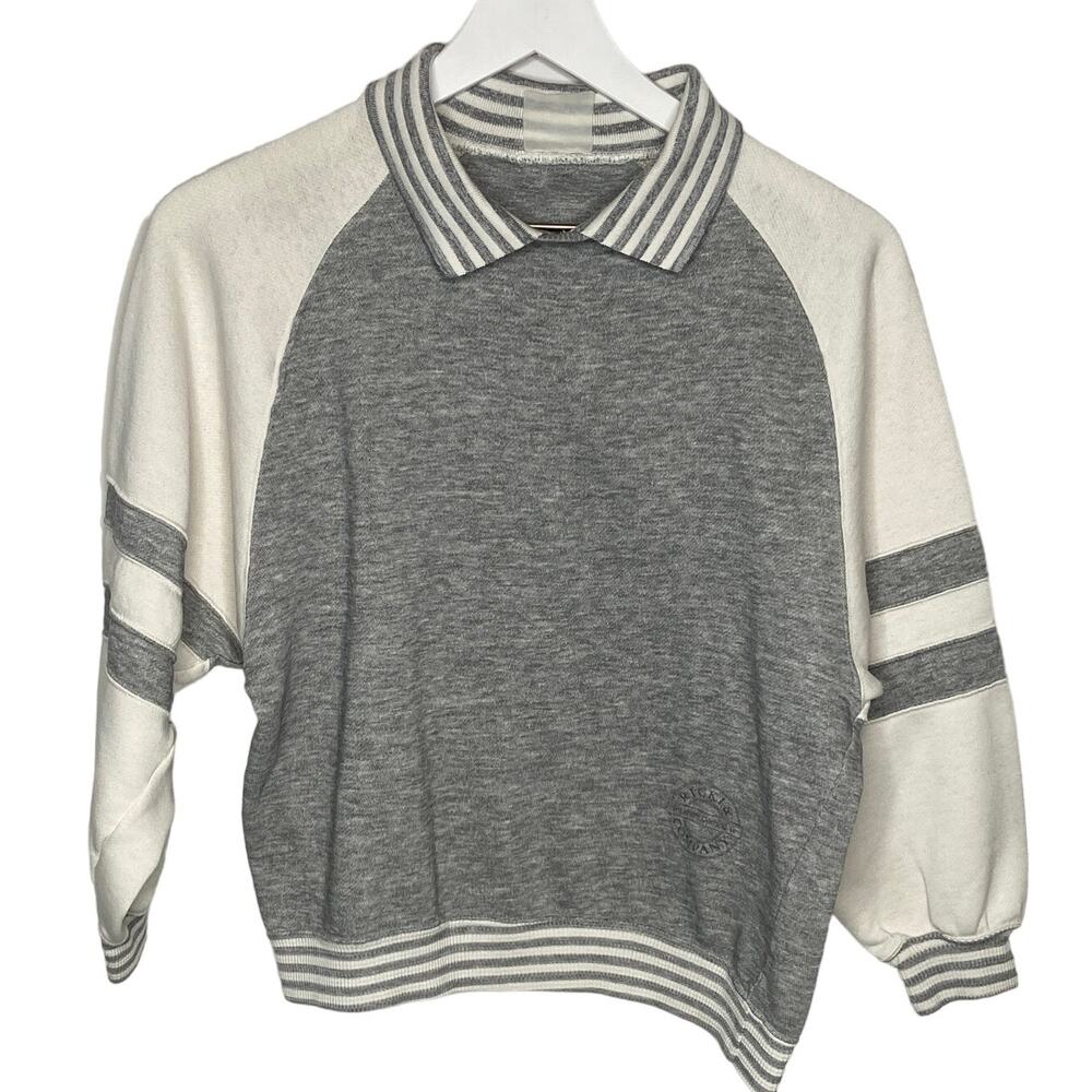 Vintage Oversized Collared Crop Sweatshirt - Women's Size S